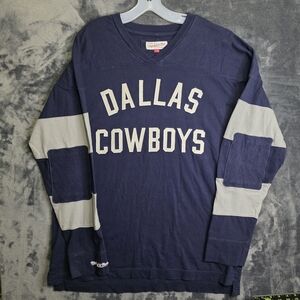 Mitchell & Ness Throwbacks Dallas Cowboys V-Neck Long Sleeve Mens 2XL